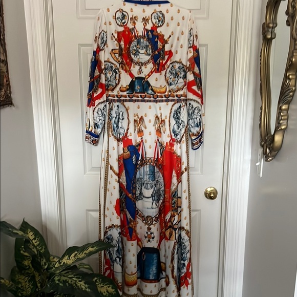 Red and White Sailor Collar Sundress with Bishop Sleeves - Picture 5 of 9